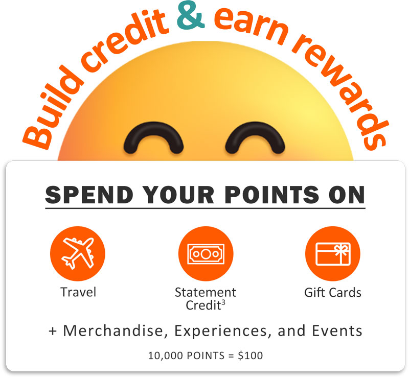 Build credit & earn rewards. Spend your points on travel, statement credit3, gift cards + Merchandise, Experiences, and events. 10,000 points = $100