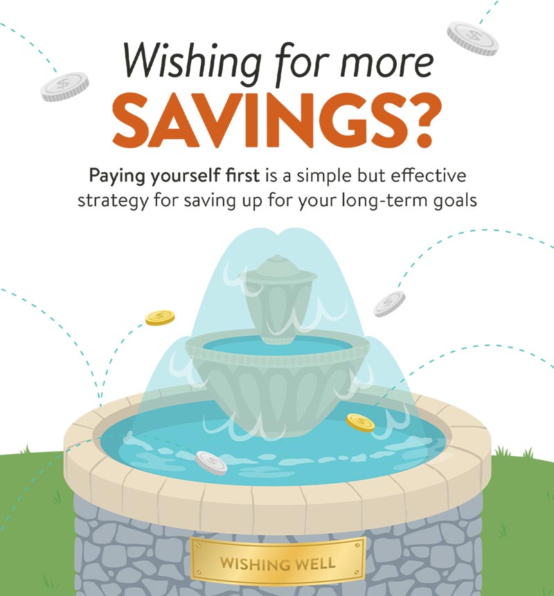 Wishing for more savings? Paying yourself first is a simple but effective strategy for saving up for your long-term goals.